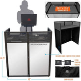 Portable DJ Facade Booth Table with Black and White Scrims, Carry Case